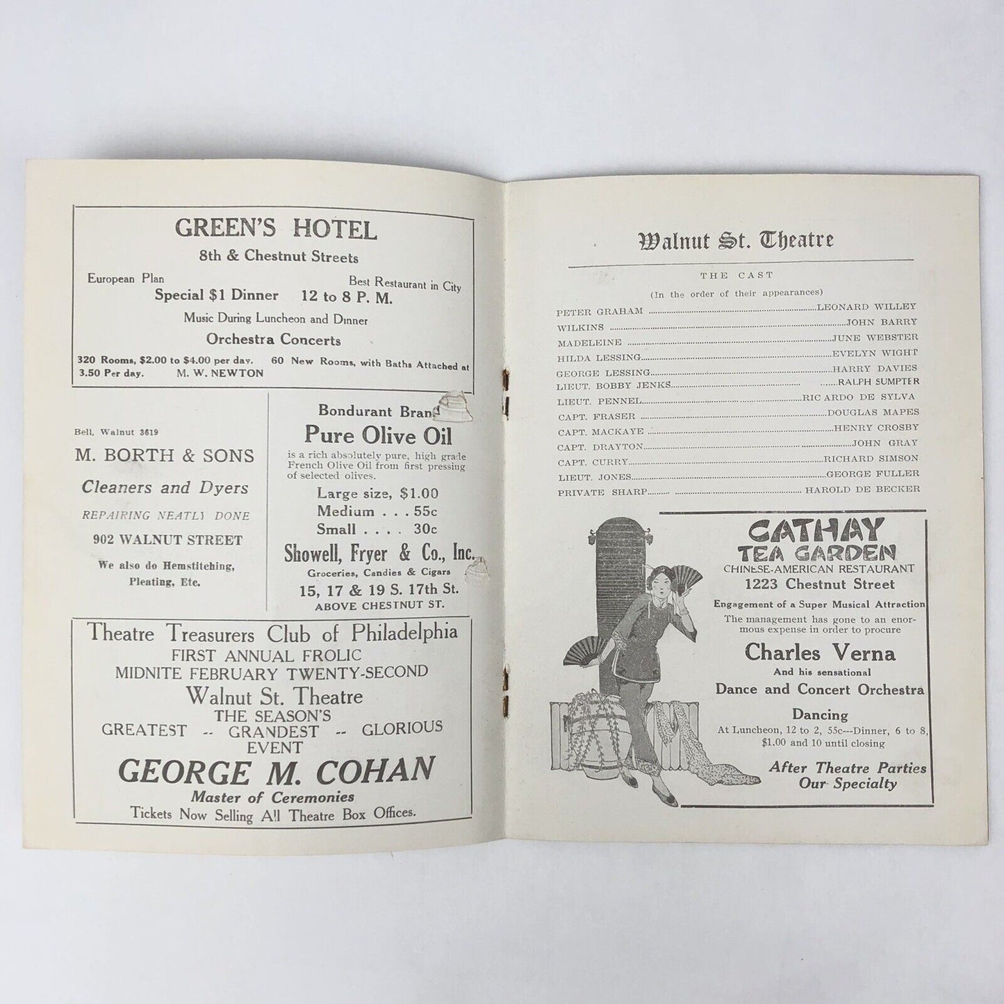 1925 Walnut Street Theatre Season Program Playbill PHILADELPHIA & STETSON ADS!