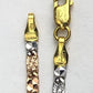 Tecnigold 18k ROSE YELLOW & WHITE GOLD Tri-Tone Flat Fancy Link Necklace Chain
