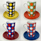 Vintage 1960’s MOD SET Of 4 Royal Crown POLKA DOT by Elena Cup & Saucers Coffee