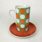 Vintage 1960’s MOD SET Of 4 Royal Crown POLKA DOT by Elena Cup & Saucers Coffee