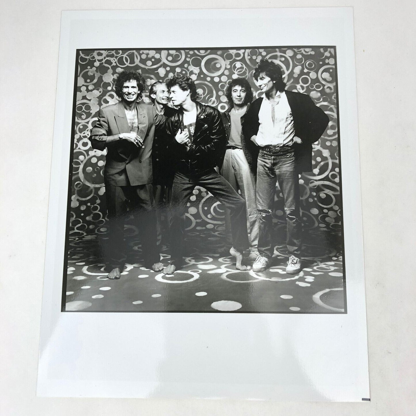 Vintage ROLLING STONES Promo Press Photo 8X10 glossy b&w ORIGINAL Smiling Band