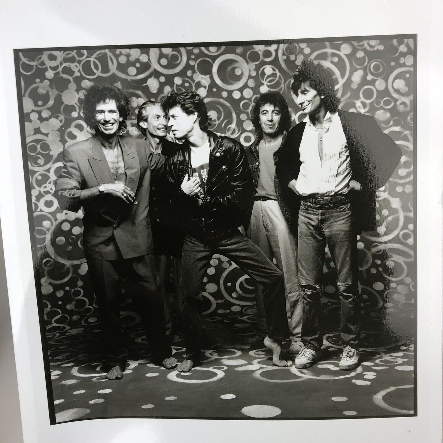 Vintage ROLLING STONES Promo Press Photo 8X10 glossy b&w ORIGINAL Smiling Band