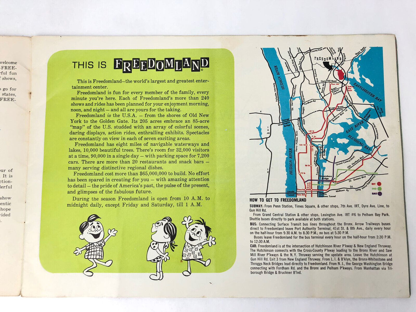 Vintage 1962 FREEDOMLAND Official Guide + Ticket BRONX NY Defunct Amusement Park