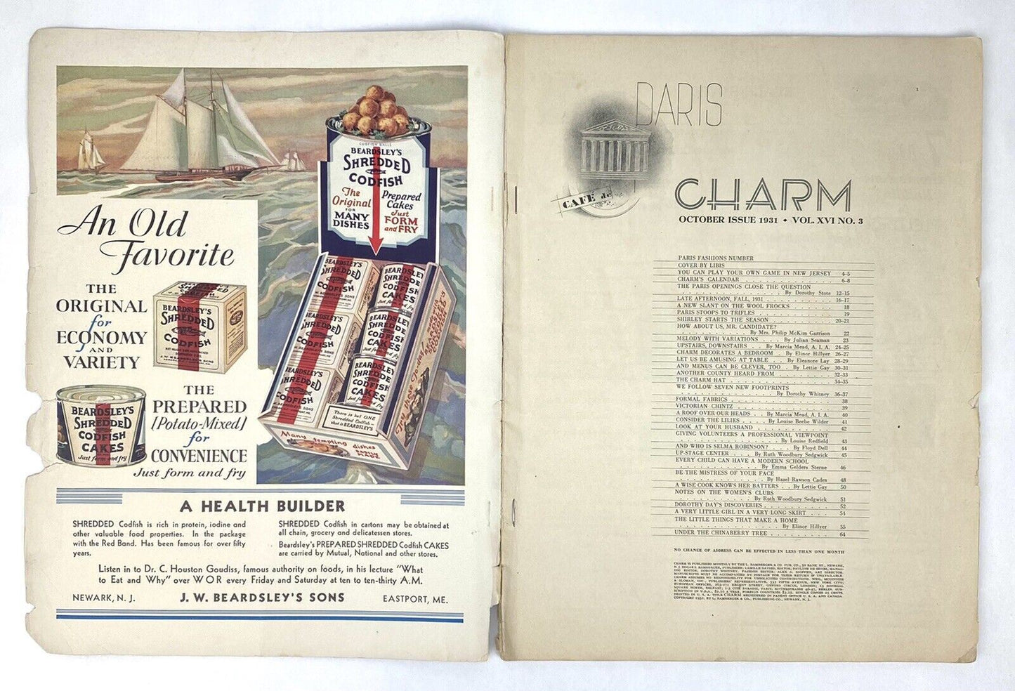 CHARM Magazine OCT 1931 Paris Fashion Number ART DECO Cover Art by Libis ANTIQUE