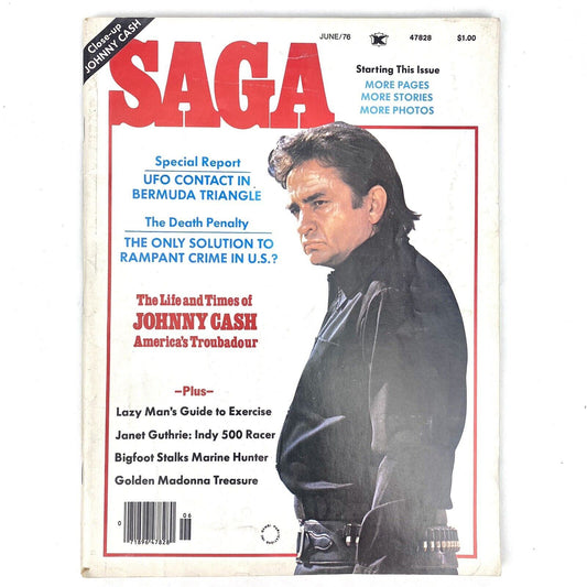 Vintage SAGA Magazine June 1976 JOHNNY CASH Cover - UFO Bermuda Triangle Bigfoot