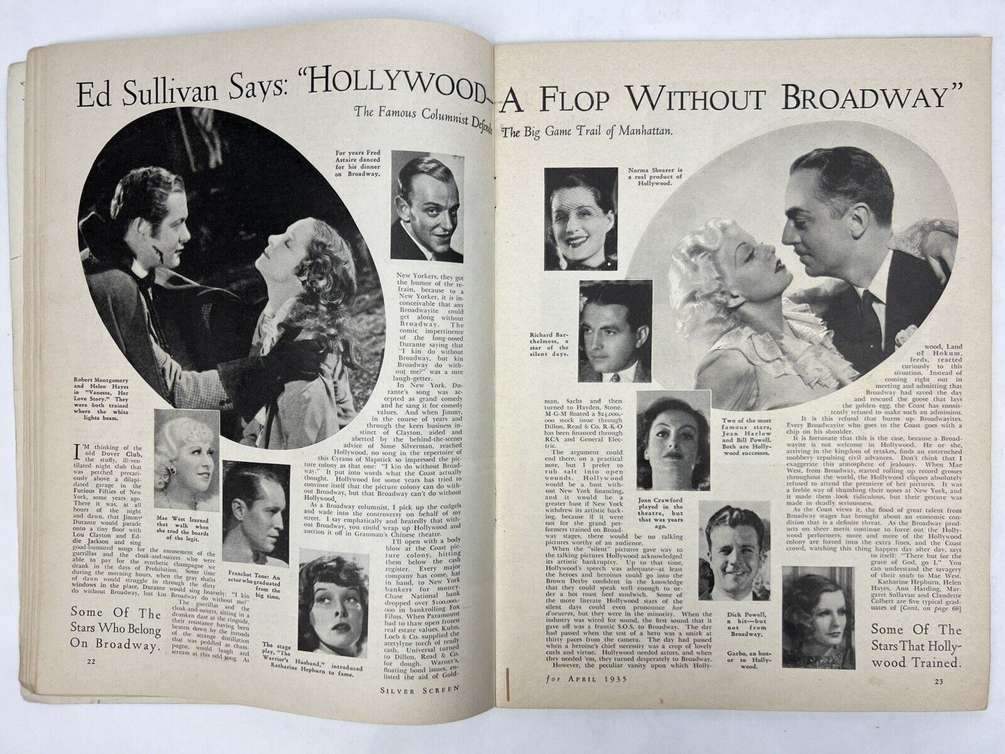 SILVER SCREEN Magazine APRIL 1935 Constance Bennett ED SULLIVAN Carole Lombard