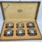 Antique Boxed Set of 6 ARGENTO 800 Italian SILVER Repousse Baroque Napkin Rings