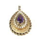 Vintage 14k Yellow Gold Rope Amethyst & Seed Pearl PHOTO LOCKET PENDANT Charm