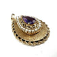 Vintage 14k Yellow Gold Rope Amethyst & Seed Pearl PHOTO LOCKET PENDANT Charm