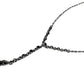 GIVENCHY Gunmetal Gray Chain Black Crystal Y Drop Pendant Necklace w/ Extender