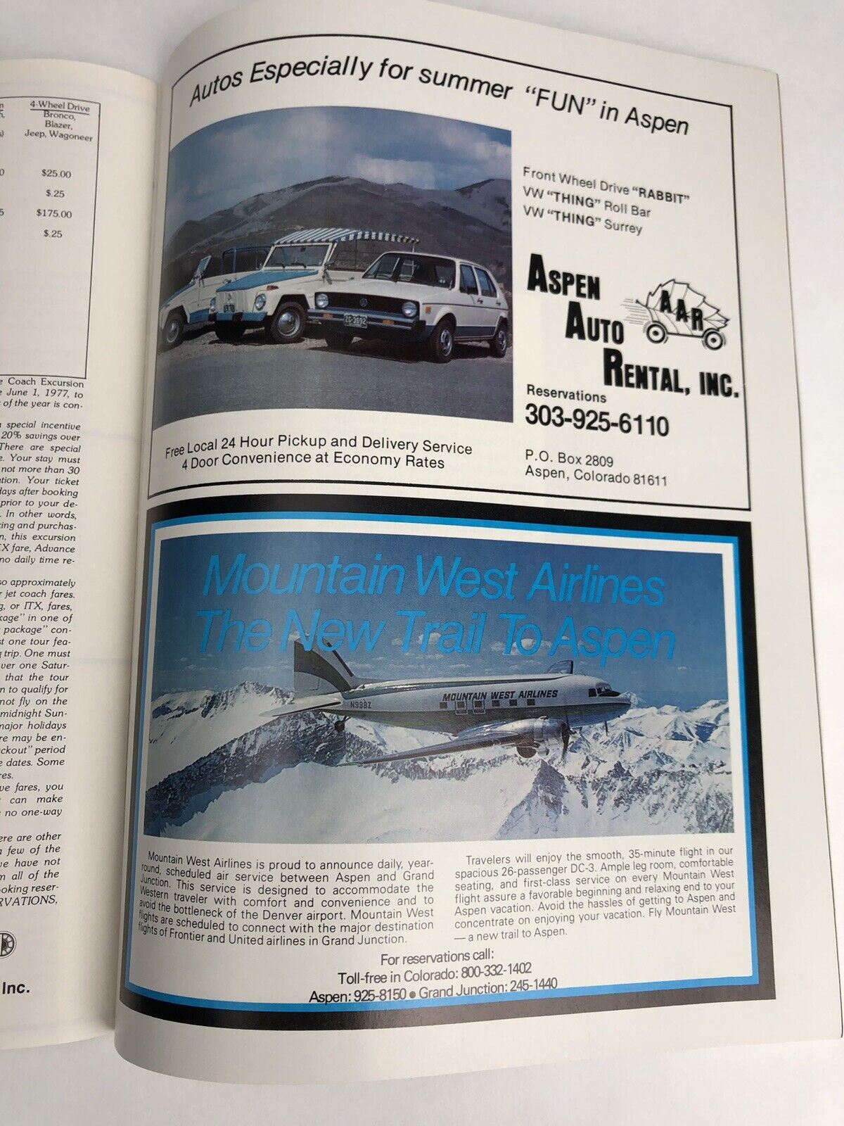Vintage ASPEN Vacation Guide 1977 Snowmass Summer Fall CATALOG Ski Off Season