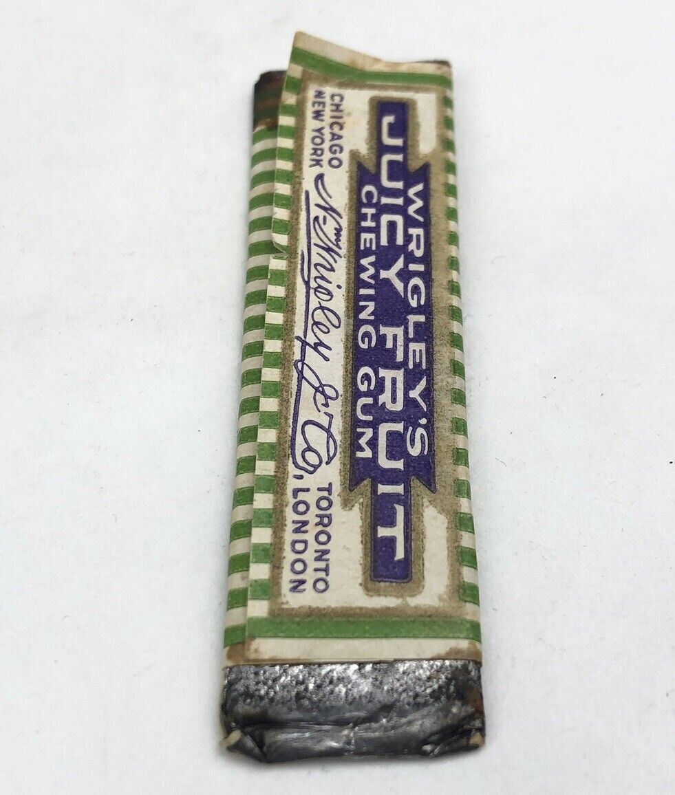 1920’s Unused ONE STICK Wrigley’s Juicy Fruit Chewing Gum ANTIQUE W/ LABEL