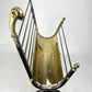 Vintage Italian Brass Ram’s Head & Steel Magazine Rack Maison Jansen Style