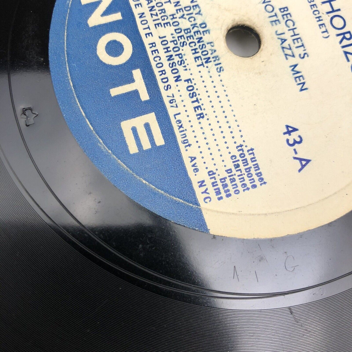 Blue Note #43 Sidney Bechet Jazz Men 78 RPM 12” Blue Horizon / Muskrat Ramble