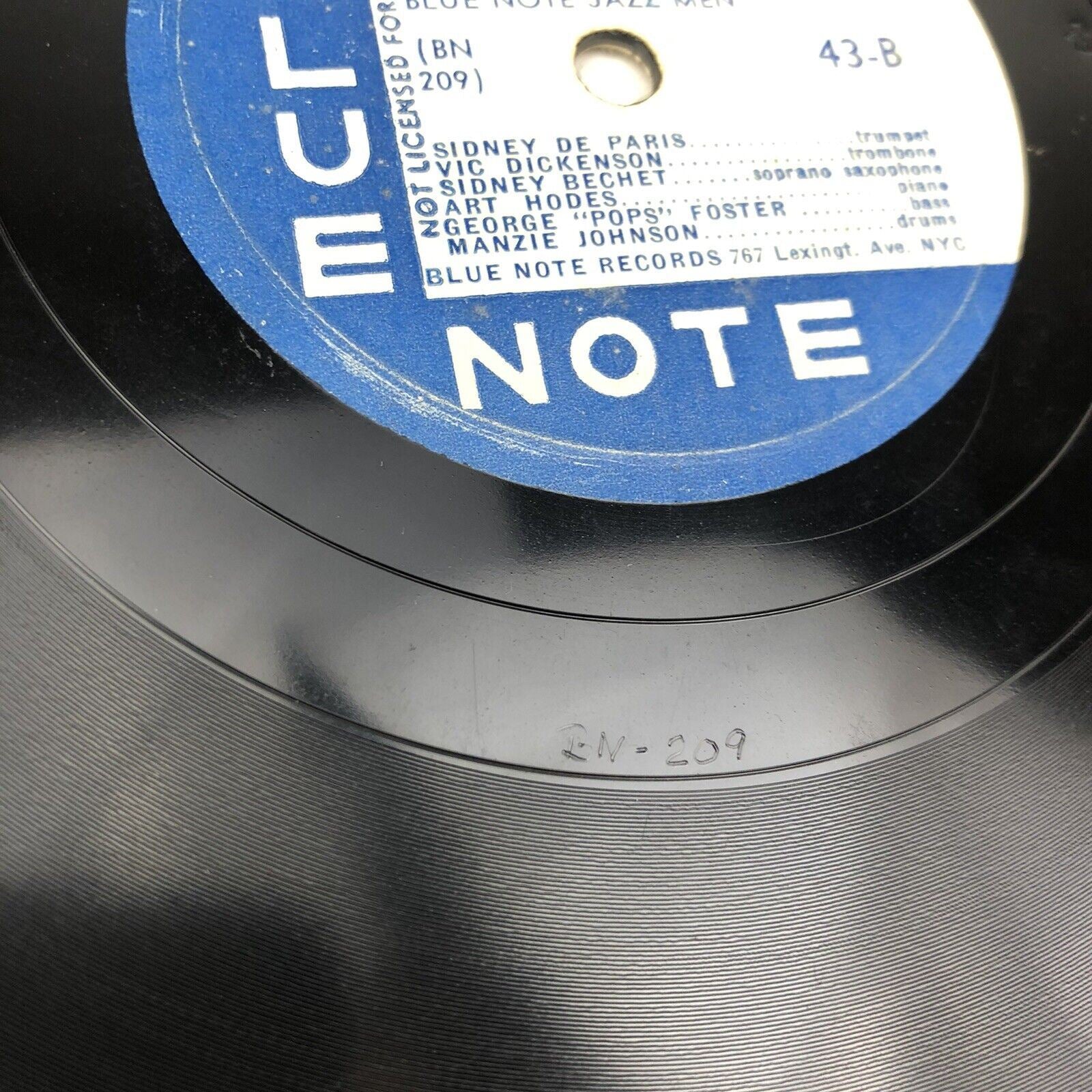 Blue Note #43 Sidney Bechet Jazz Men 78 RPM 12” Blue Horizon 
