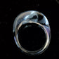 BACCARAT GALET WAVE AQUA BLUE PURPLE CRYSTAL RING Signed Glass Size 7 3/4