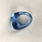 BACCARAT GALET WAVE AQUA BLUE PURPLE CRYSTAL RING Signed Glass Size 7 3/4