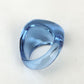 BACCARAT GALET WAVE AQUA BLUE PURPLE CRYSTAL RING Signed Glass Size 7 3/4