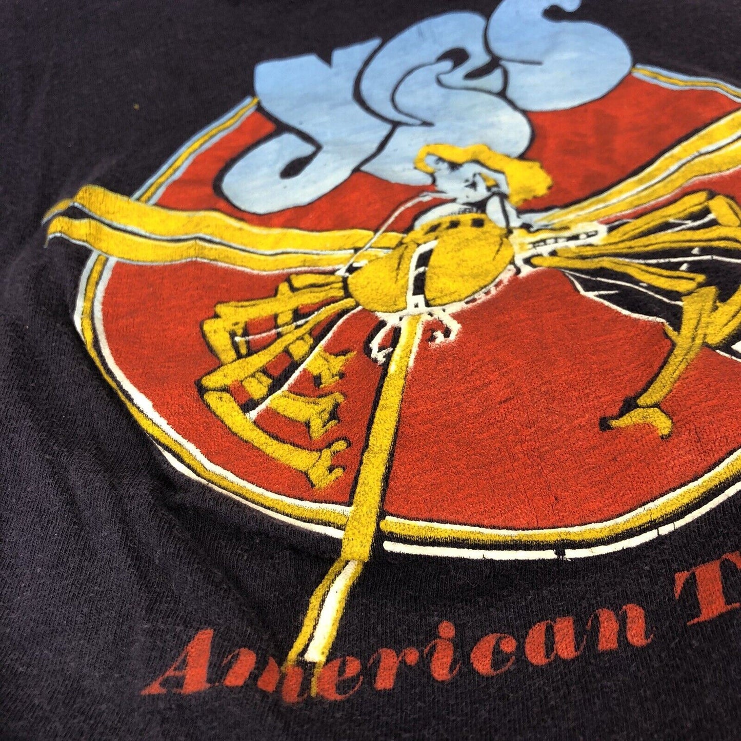 Vintage 1977 YES American Tour Shirt Blue RARE ORIGINAL Rock Band Tee T-Shirt