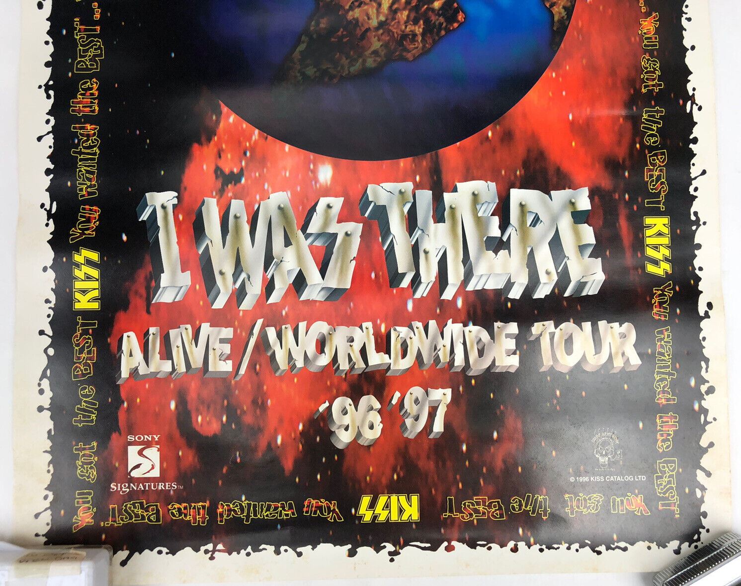 Original Vintage 1996 KISS Poster I WAS THERE ALIVE / WORLDWIDE 