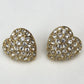Vintage NEW Christian Dior HEART Rhinestone Pave 14k Gold Post Pierced EARRINGS