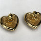 Vintage NEW Christian Dior HEART Rhinestone Pave 14k Gold Post Pierced EARRINGS