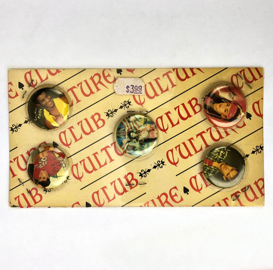 Vintage 1984 CULTURE CLUB Fan Club 5 Pin SET Buttons Pinback NEW Boy George