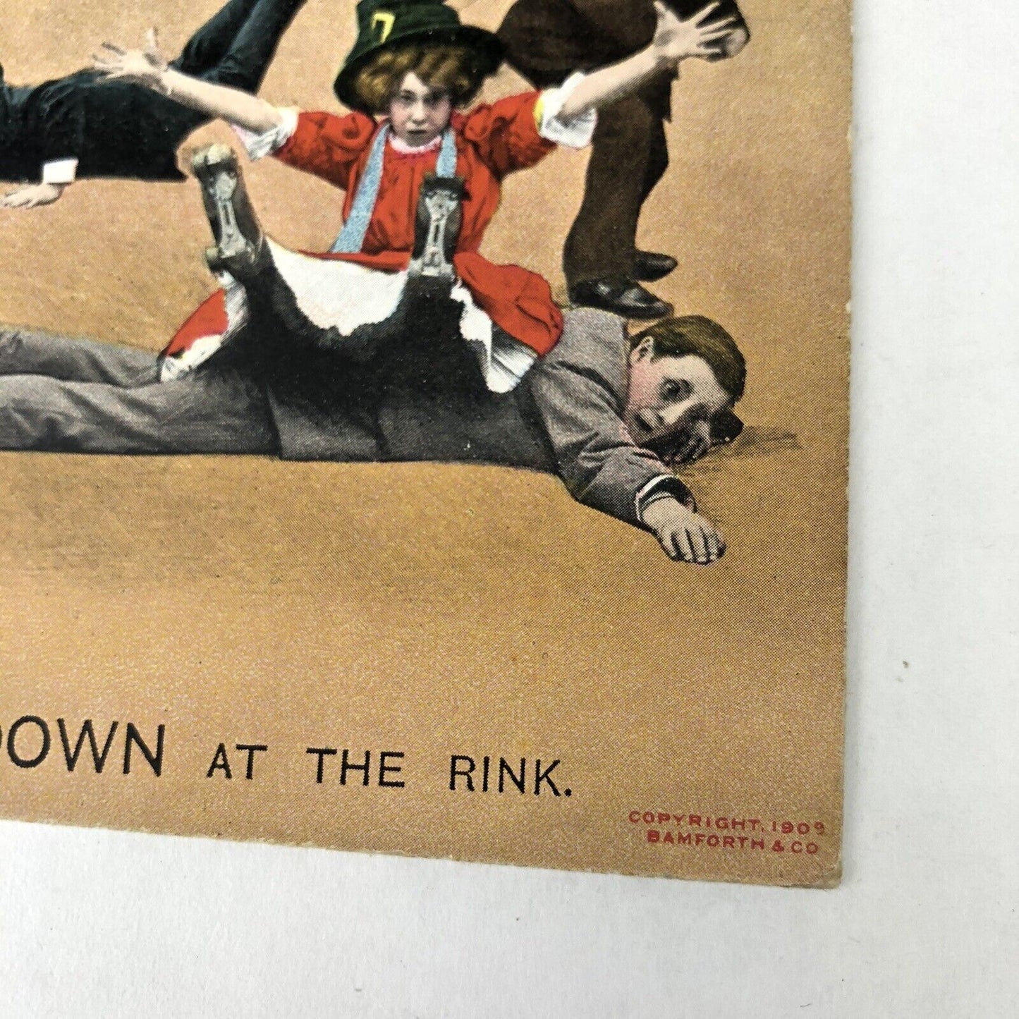 1909 BAMFORTH Series 1564 DOWN AT THE RINK Roller Skating Postcard Holmfirth