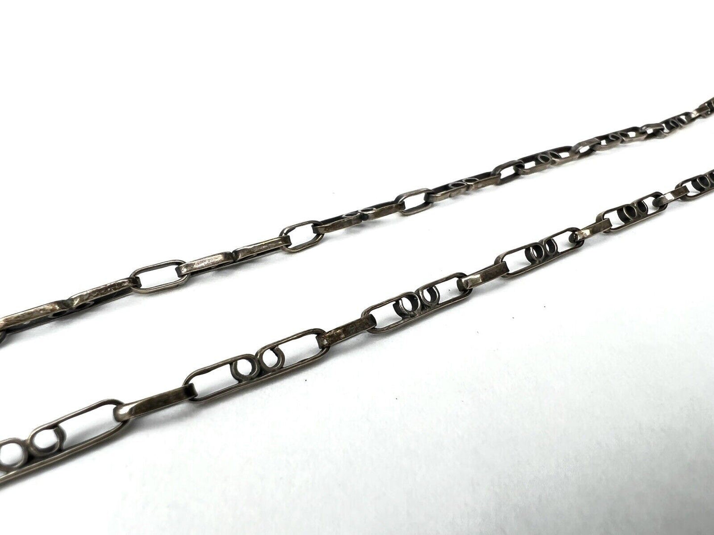 Vintage CUERNAVACA MEXICO Sterling Silver Unique Staple Link Chain Necklace