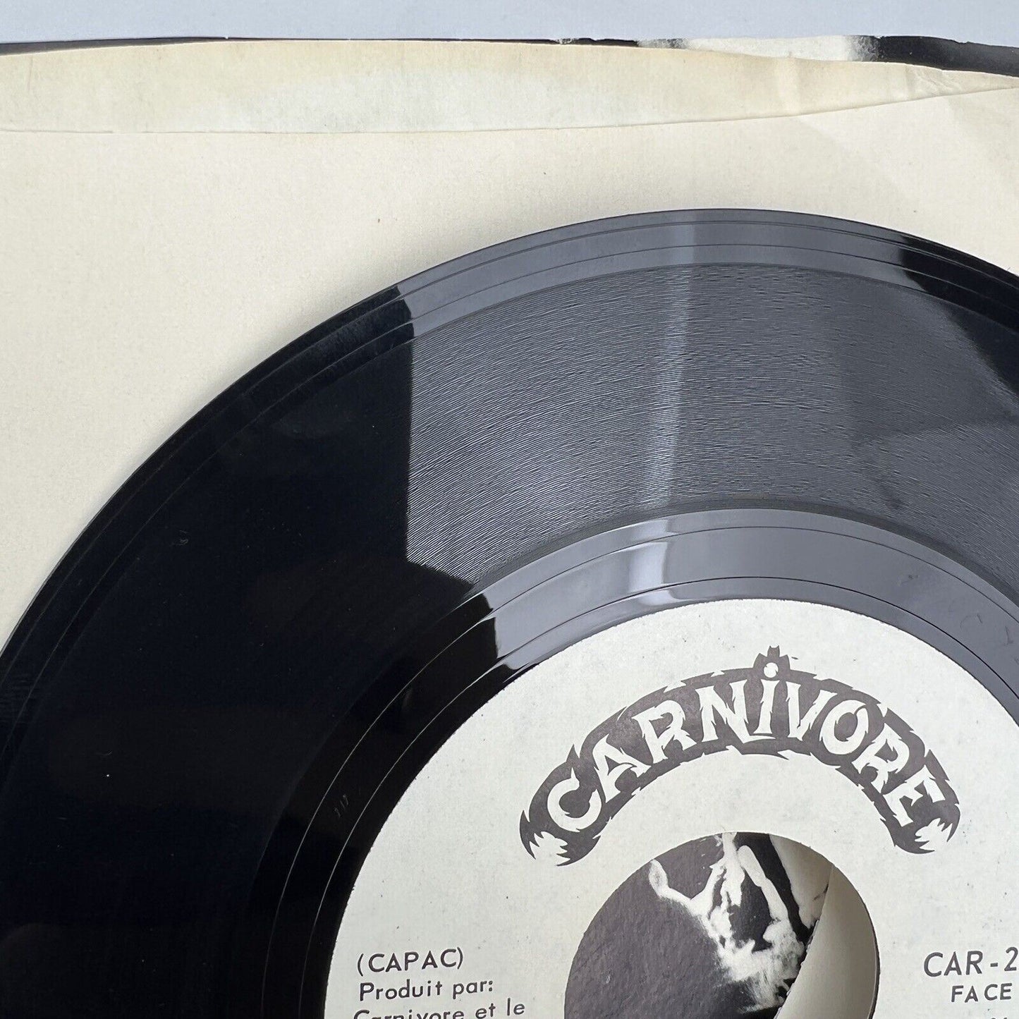 RARE Canada Punk 45 Vinyl CARNIVORE Du Bon Poulet / Y’ont Vite Non 1980 CAR-2001