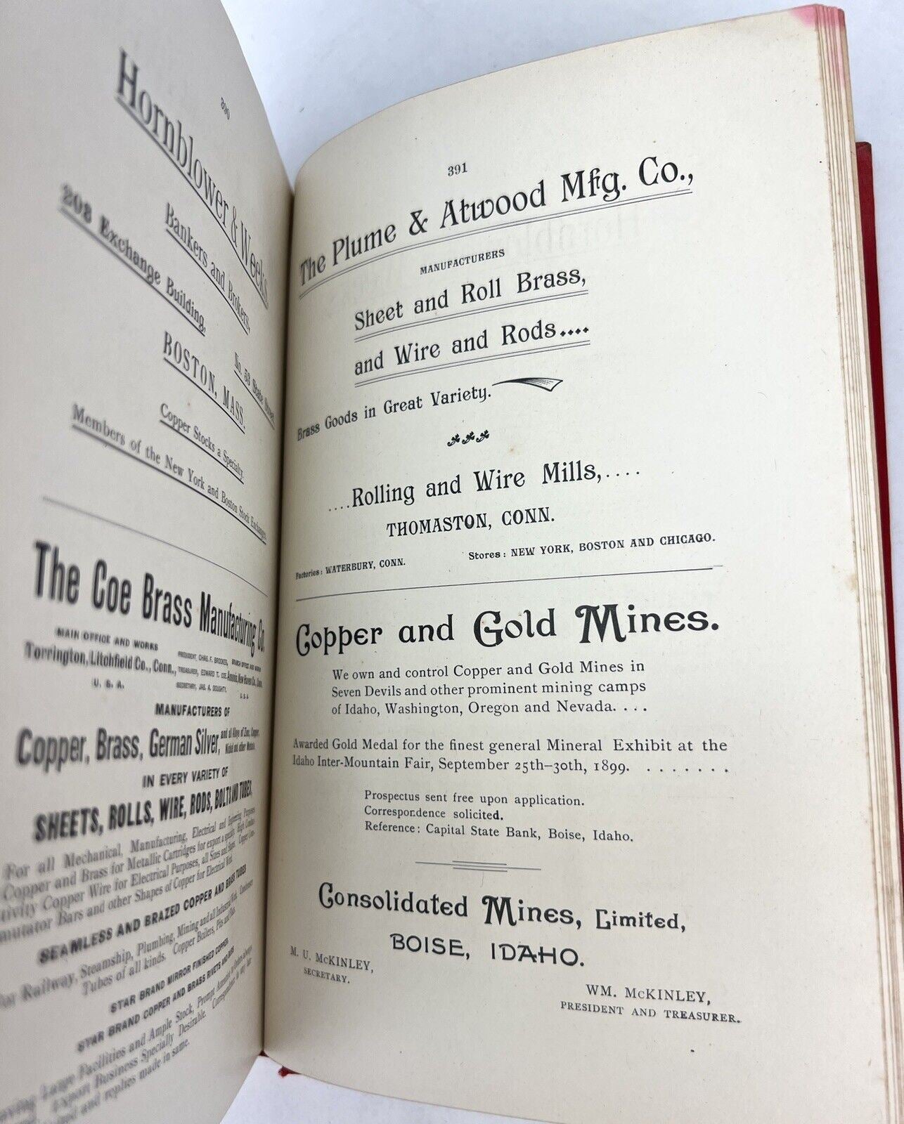 COPPER MANUAL 1899 Vol II MINES SHARES Michigan Montana AZ Mining Ads D. HOUSTON