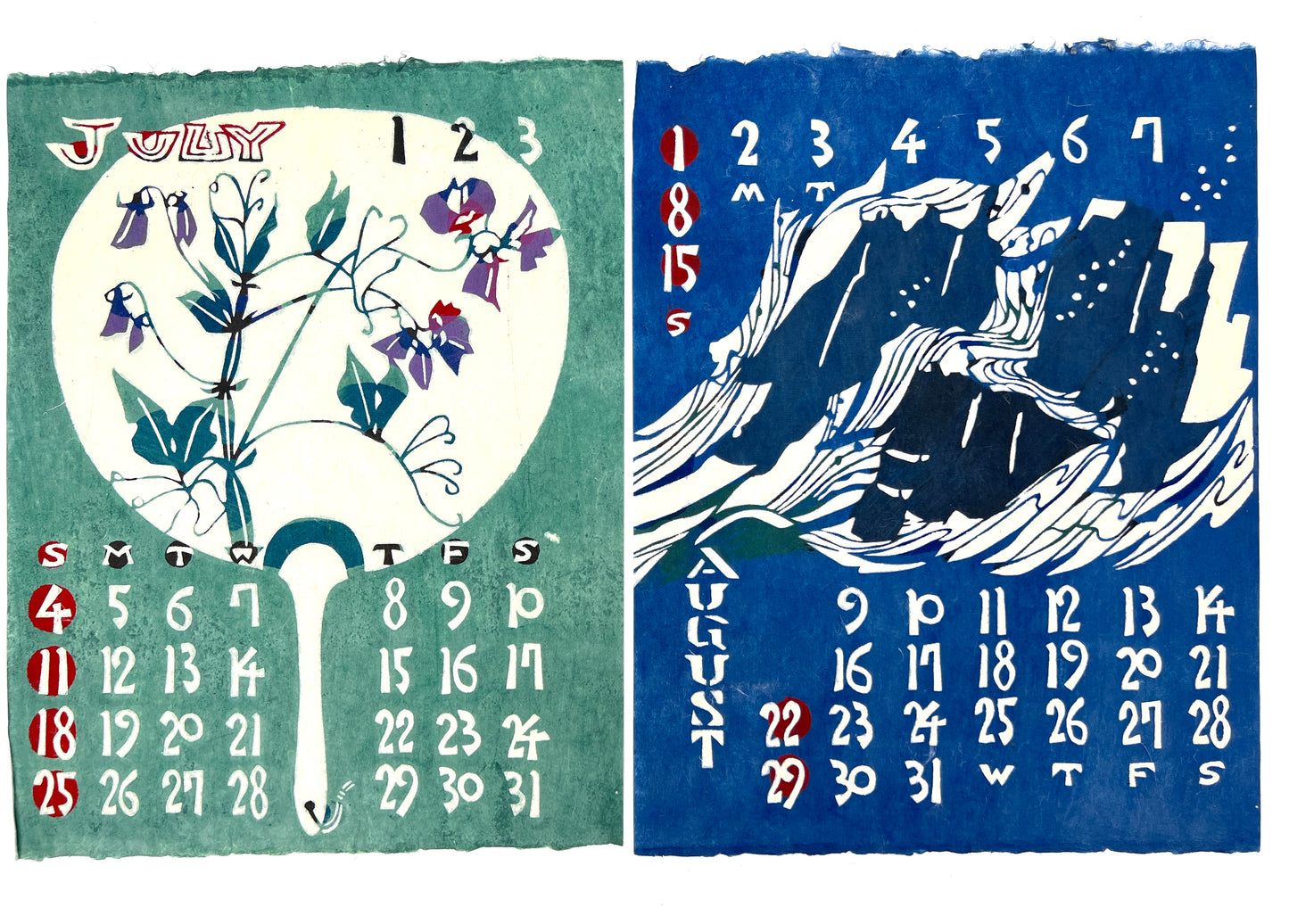 TAKESHI NISHIJIMA Mingei Folk Art 1971 CALENDAR Katazome Woodblock Folio
